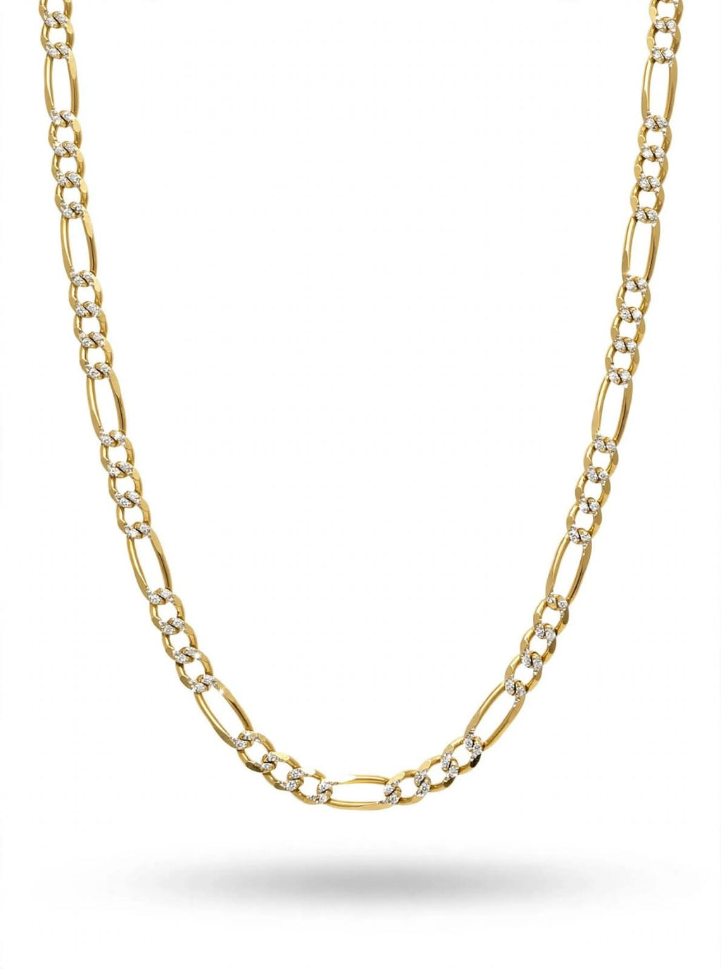 Cadena Eslabones Diamantado Pave 3x1 Oro 14k