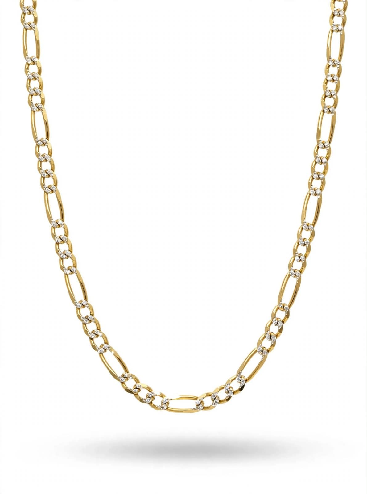Cadena Eslabones Diamantado Pave 3x1 Oro 14k