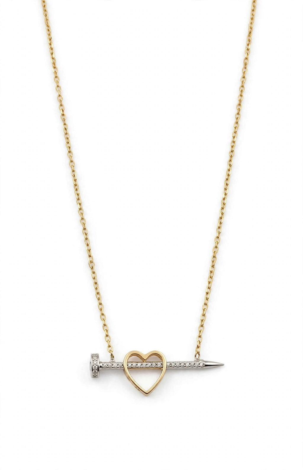 Gargantilla Clavo con Corazón 14k