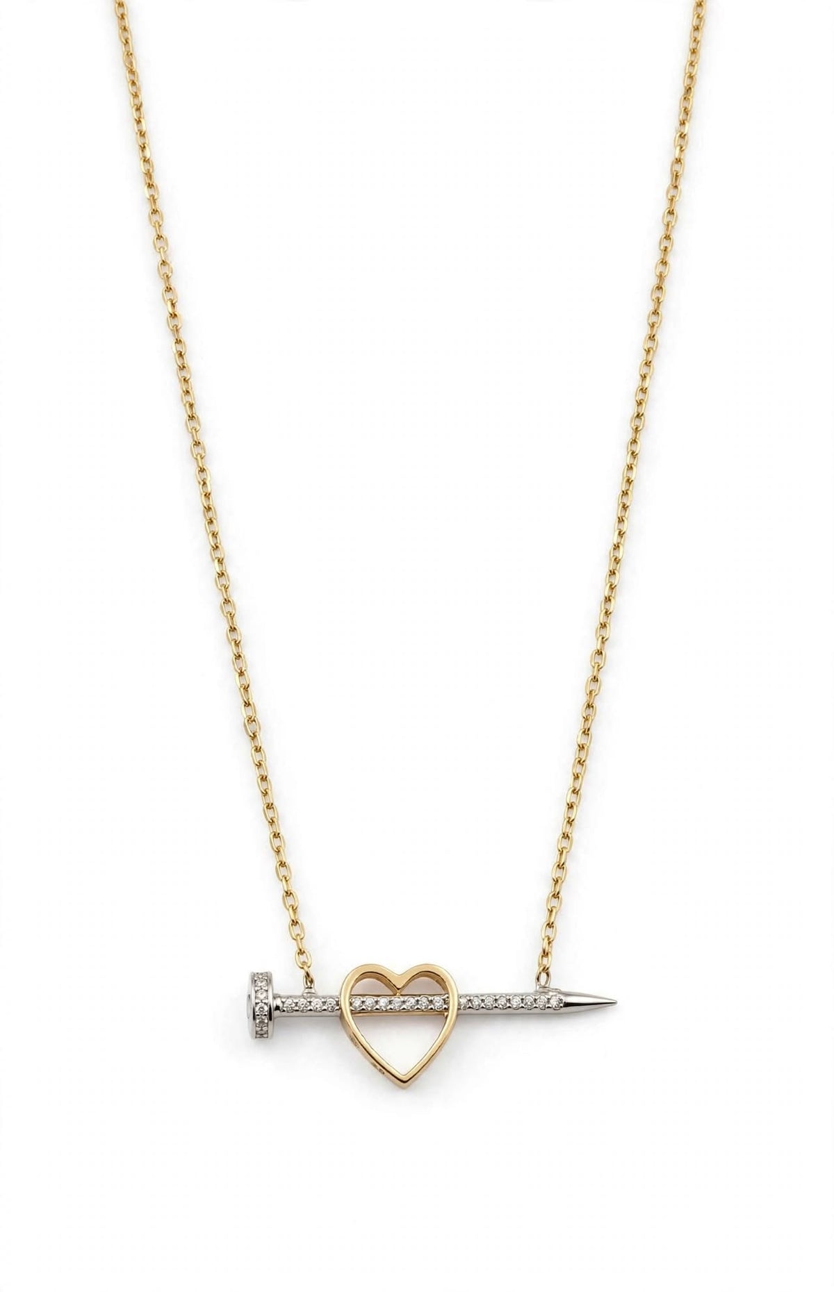 Gargantilla Clavo con Corazón 14k