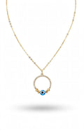Gargantilla con Aros de la Suerte y Ojo Turco 14k